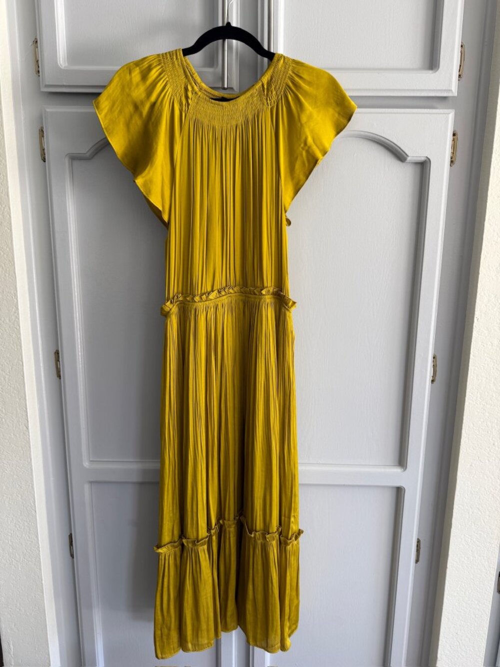 Current Air Anthropologie Mustard Off-Shoulder Dress M
